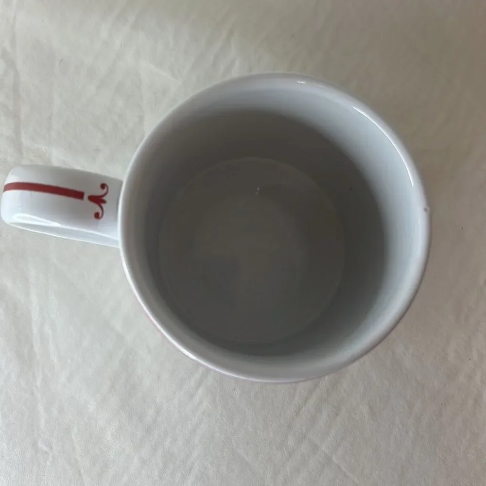 Sue La Table 16 Oz G Letter Coffee Tea Mug White Red 4 In Tall 3 1/4 In Diameter